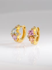 Rainbow Gem Gold 7mm Baby Huggie Earrings