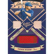 Patrick Wisdom player worn jersey & bat patch baseball card (Texas Rangers) 2019 Panini Leather & Lumber #LLTPW