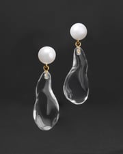 Liquid Lucite Freshwater Pearl Drop Earring- Clear