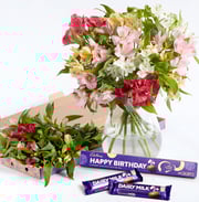 Abundance of Alstromeria with Cadbury Chocs