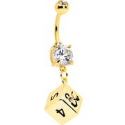Licensed Dungeons & Dragons Clear CZ Gem Dice Dangle Belly Ring
