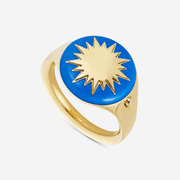 Sundial Enamelled Signet Ring in 18ct Yellow Gold