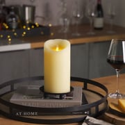 Ivory Flameless Candle Pillar -Scallop Top - 4" Width