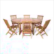 7-Piece Oval Extension Table Folding Chair Set