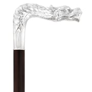 French Dragon Sword Cane: Silver Plated Fritz, Stamina Wood