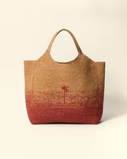 Raffia Maxi Tote - V96DN - Rust Dégradé With Rust Palm