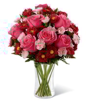 Pink Roses Heart Bouquet at Send Flowers
