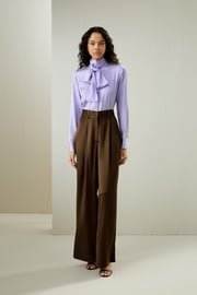 Silk Turtleneck Ribbon Blouse