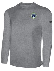 ARLINGTON ACES BASICS COTTON LONG SLEEVE T-SHIRT CREST ON WEARER'S LEFT CHEST LIGHT HEATHER GREY BLACK