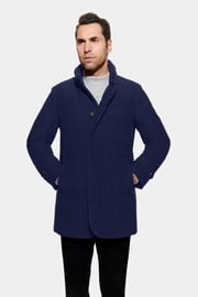 Soft Textured Hooded Car Coat, Navy