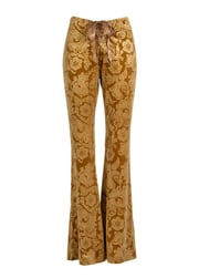 Desert Rose Mustard Yellow Burnout Velvet Flared Bell Bottom Pants