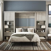 Paramount Murphy Bed Bundle with 2 Bedside Bookcase Cabinets & Slide-Out Nightstands