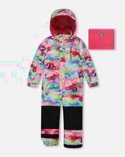 One Piece Snowsuit Printed Multicolor Bubbles