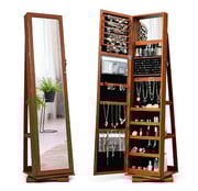 2-in-1 Lockable Mirrored 360° Rotating Jewelry Armoire