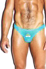 Foxy Rainbow Crochet Bikini Brief- Blue