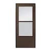 100 Series Plus 34 in. x 80 in. Bronze Universal Self-Storing Storm Door with Black Hardware