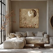 Moonlit Botanica – Vintage Floral & Lunar Canvas Wall Art