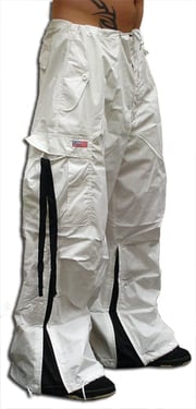 Unisex Basic UFO Pants with Expandable Bottoms (White / Black)