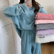 Autumn And Winter New Crescent City Warm Suit Casual Homewear Internet Celebrity Coral Fleece Thick Thermal Pajamas