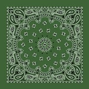 1 piece, CM Western Paisley Bandanas in Bulk Imported 100% cotton, Hunter Green, 22" x 22" 