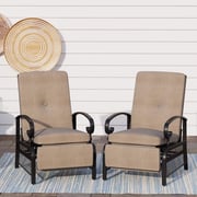 PHI VILLA Adjustable Patio Metal Relaxing Recliner Lounge Chair