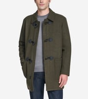 Men's Stretch Wool Duffel Coat in Green | Cole Haan