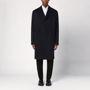 Blue single-breasted wool coat