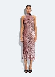 Sequin Halter Open Back Dress