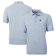 Men's New York Yankees Cutter & Buck Navy Virtue Eco Pique Botanical Print Recycled Polo