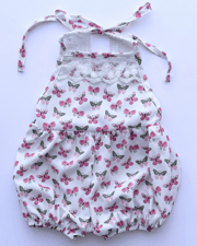 Felicity Lace Back Bubble Romper - Garden Butterfly