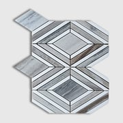 Thassos White, Skyline Polished Stella Marble Mosaic 9 25/64x7 3/4