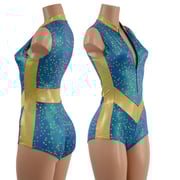 V Front Romper with Boy Cut Leg