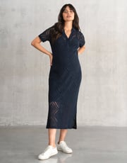 Eula | Crochet Knitted Maternity &amp; Nursing Midi Dress