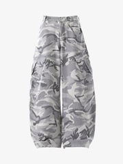 Snow Camouflage Machete Wide-Leg Workwear Barrel Pants