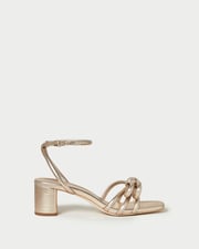 Mikel Champagne Bow Mid-Heel Sandal