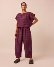 Mabel Mulberry Plaid Linen Trousers
