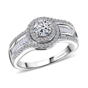 Luxuriant Lab Grown Diamond G-H SI 1.00 ctw Radiant Solar Halo Ring in Rhodium Over Sterling Silver (Size 10.0) 