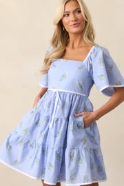 Dream Come True Periwinkle Floral Cotton Mini Dress