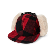 Double Mackinaw Wool Cap - Red Black Plaid/birch