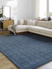 Sanvi Navy Wool Area Rug