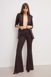 ESSENTIAL SUITING FLARE TROUSERS | DARK CHOCOLATE