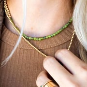 14k Gold Filled 4mm Beaded Necklace with Jade