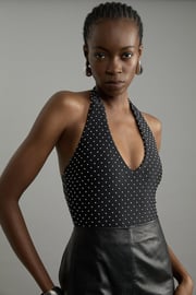 Studded Ponte Jersey Bodysuit | Karen Millen