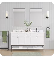 Avanity PAISLEY-VS60-WT Paisley 60" Wall Mount/Freestanding Double Bathroom Vanity in White with Cala White Engineered Top