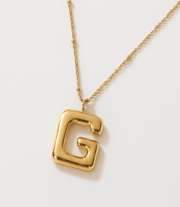 Gold Bubble Letter Charm Necklace