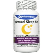 DrFormulas 1mg Melatonin Natural Herbal Sleep Aid Pills for Adults and Kids with L-Theanine, GABA Fast Acting 30 Day Supply