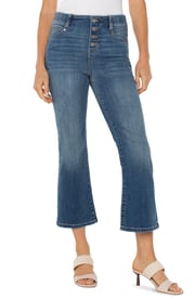 THE PETITE GIA GLIDER® CROP FLARE W/ EXPOSED BUTTON