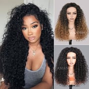Amanda Hair 3 In 1 Half Wig Water Wave Half Wig Invisible Hairline Wear Go Drawstring Band No Glue Need Flip Over Wig