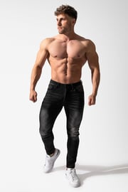 Men's Premium Fitted Stretchy Jeans - Faded Black