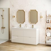 Fresca FCB8460WH-D-I Valencia 60" Glossy White Free Standing Double Sink Modern Bathroom Vanity
